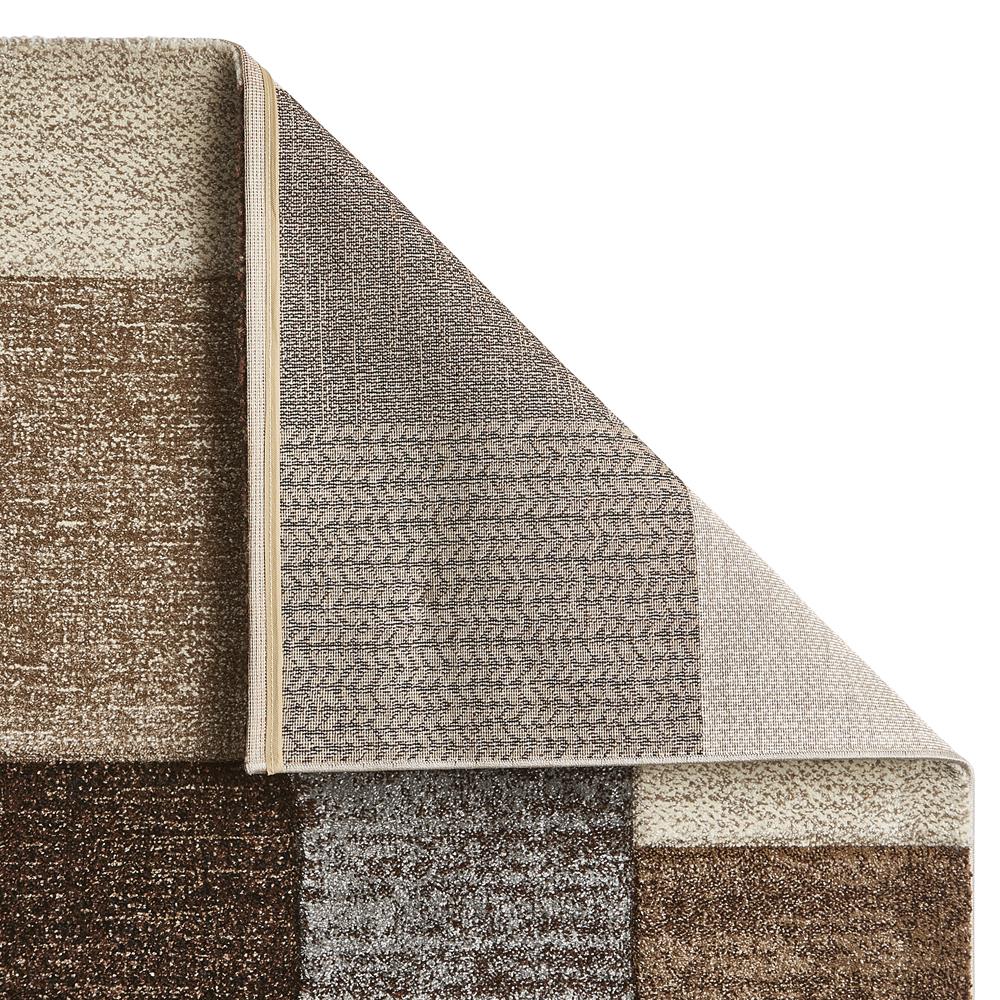 Beige & Grey Geometric Square Pattern Modern Floor Rug