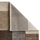 Beige & Grey Geometric Square Pattern Modern Floor Rug