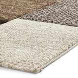 Beige & Grey Geometric Square Pattern Modern Floor Rug