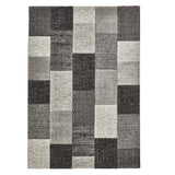 Grey & Black Geometric Square Pattern Modern Floor Rug