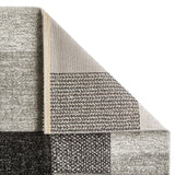 Grey & Black Geometric Square Pattern Modern Floor Rug