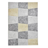 Grey & Yellow Geometric Trapezium Pattern Modern Floor Rug