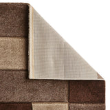 Beige & Brown Geometric Rectangle & Square Pattern Modern Floor Rug