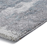 Ivory & Blue Colour Splash Design Modern Floor Rug