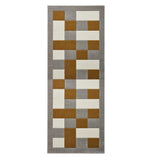 Grey & Yellow Geometric Rectangle & Square Modern Framed Floor Rug