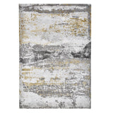 Grey & Ochre Colour Splash Textured Modern Abstract Floor Rug