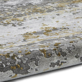 Grey & Ochre Colour Splash Textured Modern Abstract Floor Rug