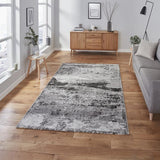 Grey Colour Splash Textured Modern Abstract Floor Rug