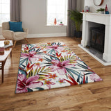 Multicolour Floral Petals & Foliage Modern Soft Pile Floor Rug