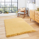 Mustard Yellow Extra Super Soft Shaggy Luxury Floor Rug 8cm Long Pile