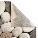 Cream & Grey Large Pebbles Design Modern Floor Rug