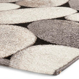 Cream & Grey Large Pebbles Design Modern Floor Rug